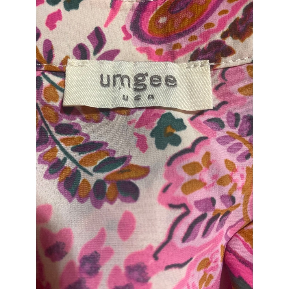 Umgee USA Pink Paisley Tiered Boho V Neck Tunic Dress - Picture 4 of 4